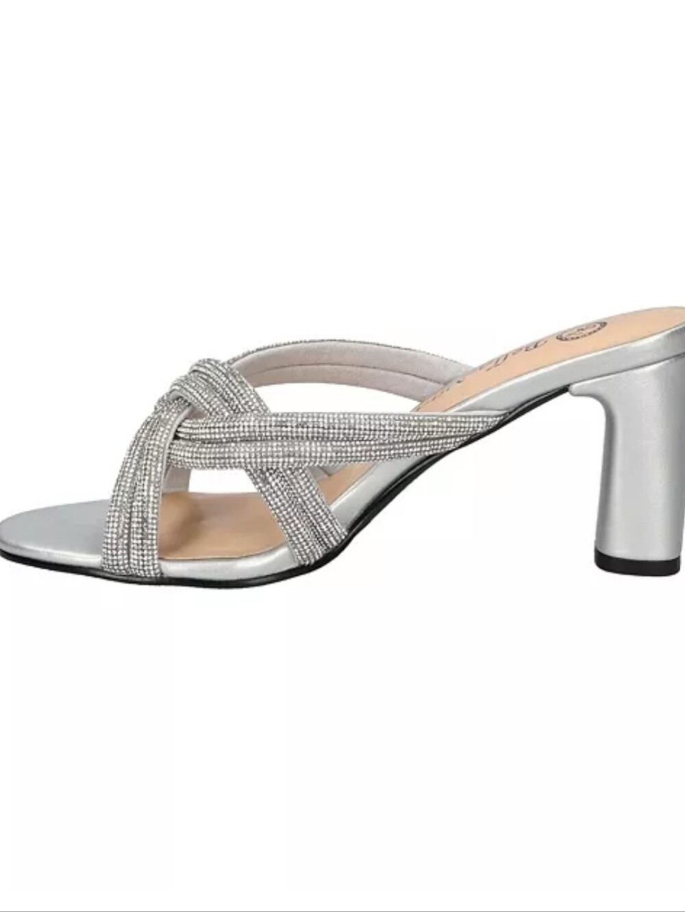 NWT Bella Vita Carmen Heeled Slip On Sandals Silver 9.5 Wide Formal Evening Heel